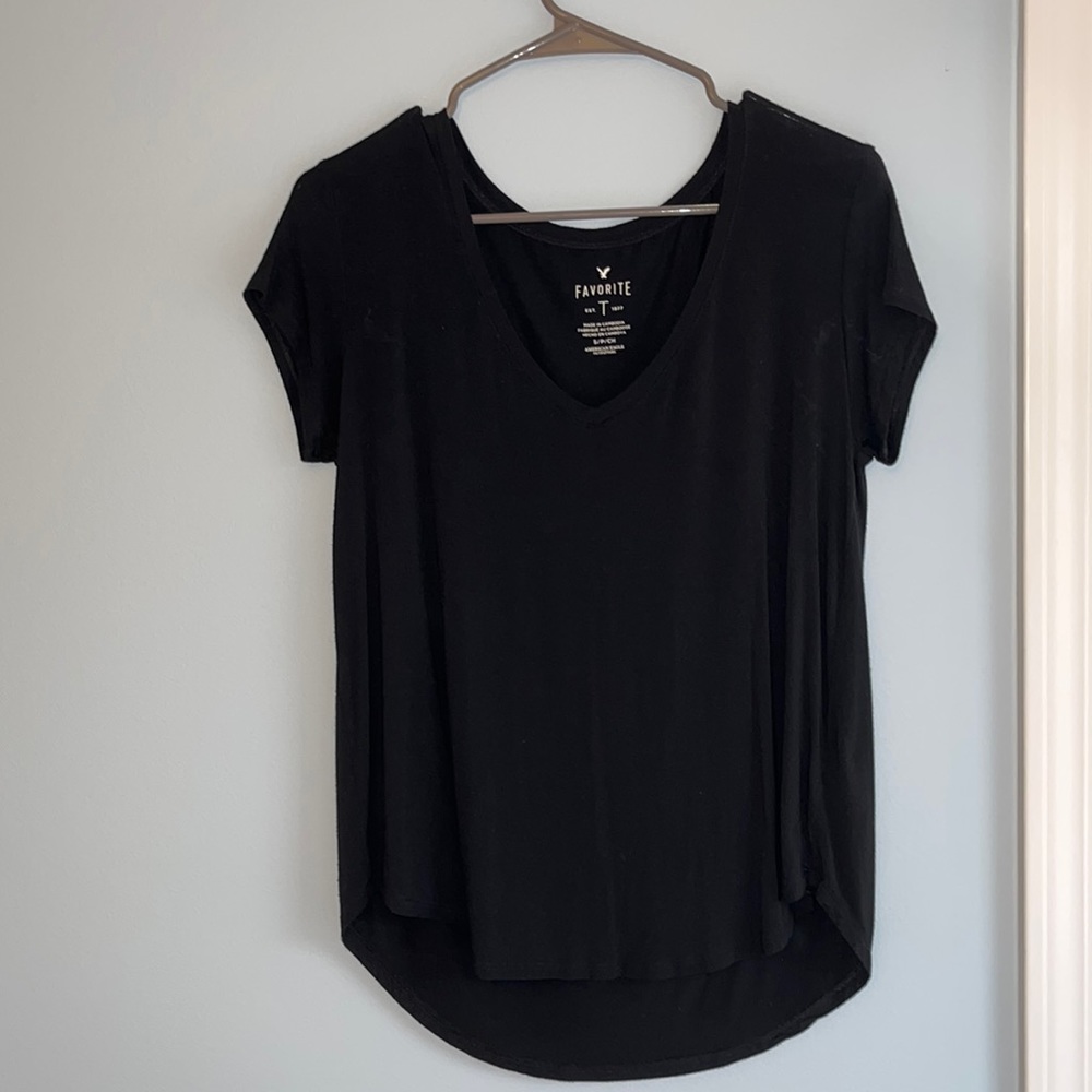 Black V-neck tee from American Eagle